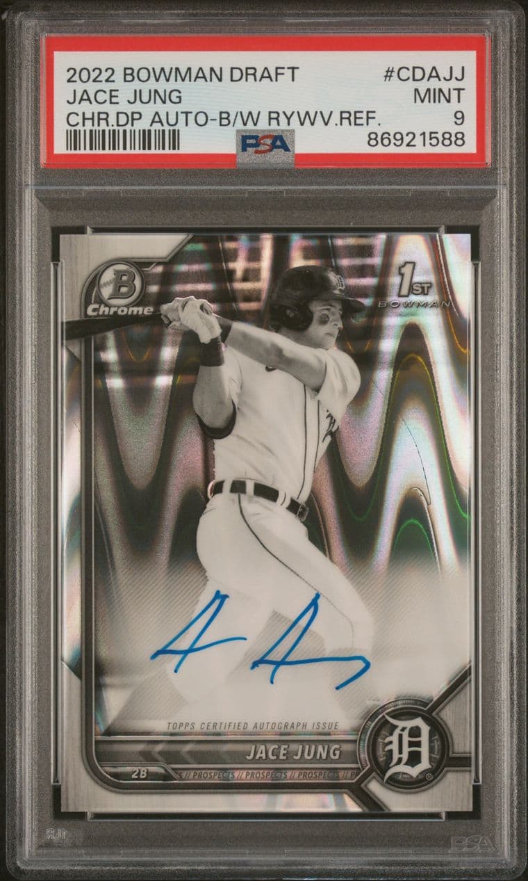 2022 BOWMAN DRAFT JACE JUNG CHR.DP AUTO-B/W RYWV.REF.