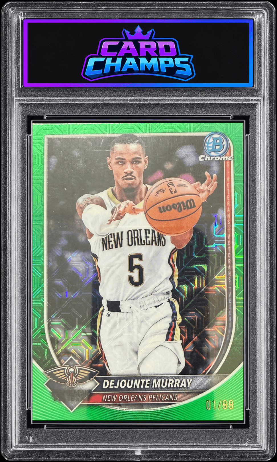 2025-26 Bowman Chrome Dejounte Murray Green Mojo Refractor #BCV-142, 01/99
